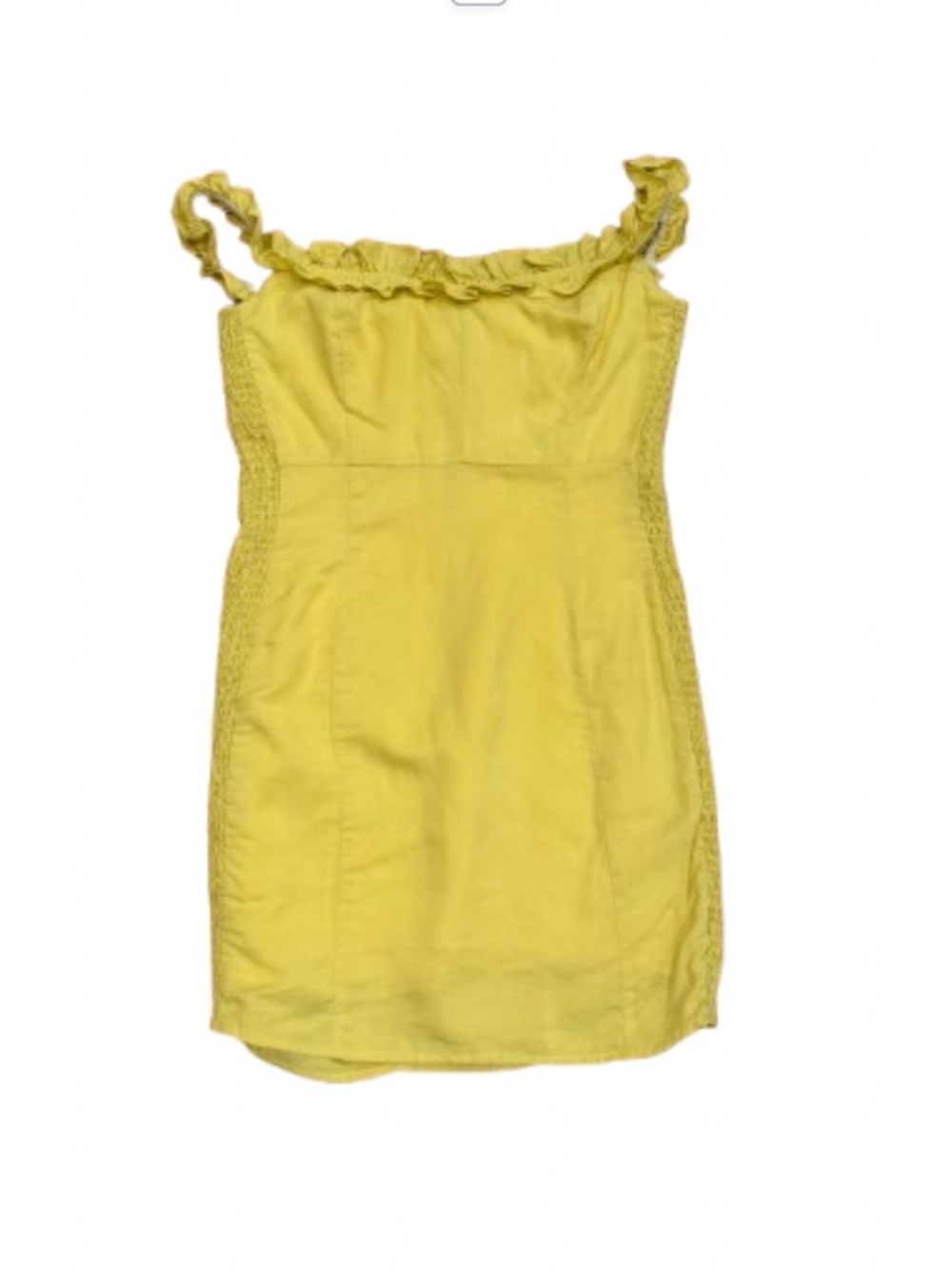 Anthropologie ASTR The Label yellow side smocked mini dress M